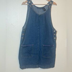 Route 66 Denim Jean dress Y2K with ribbon accents on pockets 1990’s